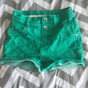Green Jean Shorts