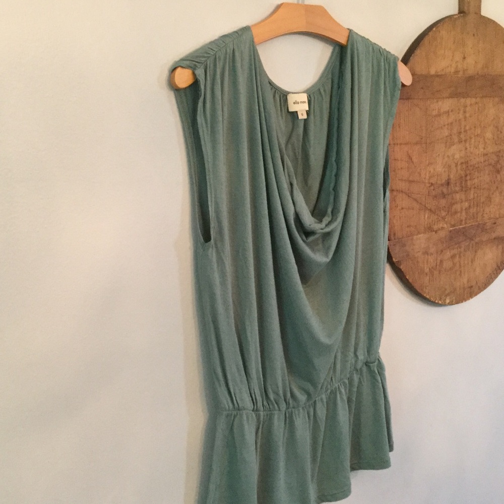Sea green, jersey, cow neck pullover