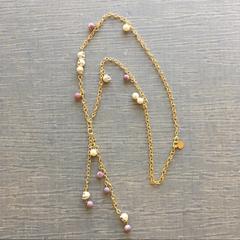 Howlite Stone Skull Chain Necklace Jessica Elliot
