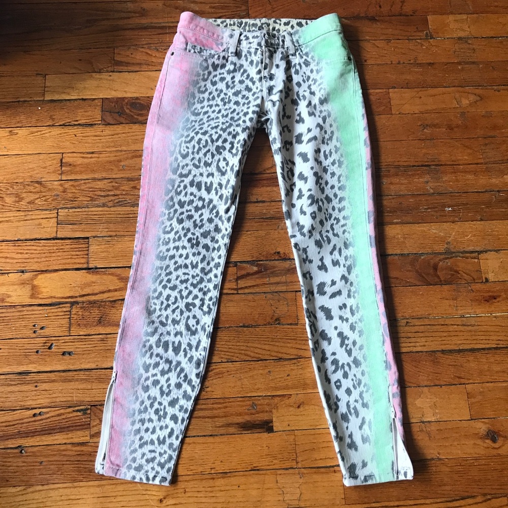 Current Elliot animal print painted jeans