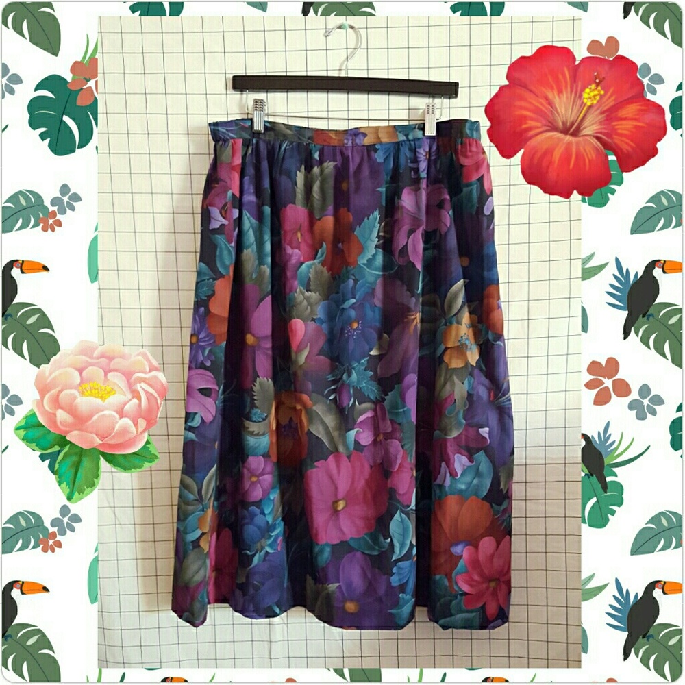 💖 🌹 Alfred Dunner 18 Tropical Floral Skirt 🌺 💖