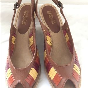 Kenneth Cole Reaction wedge heel peep toe sandals