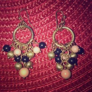 Pink Navy and Gold earrings