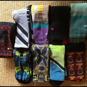 Lot of 9 Used Nike Elite Socks size Large