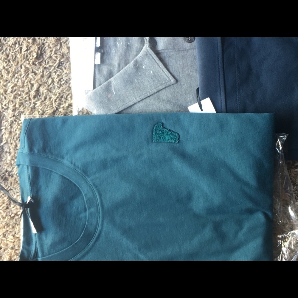 Men's Versace round basic shirt. Teal Blue