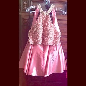 Elegant beaded 2 piece formal dress