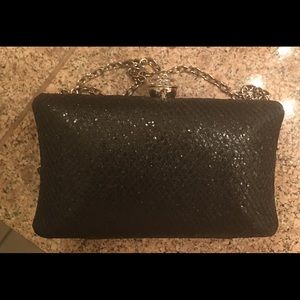 Mini black crossbody clutch with chain. Cute