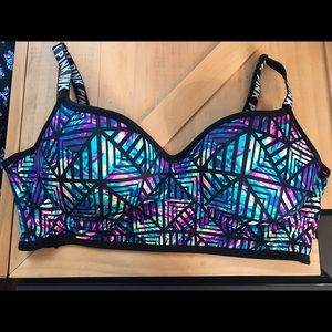 PINK Color Splash Cross Back Sports Bra Size L