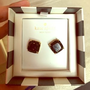 Kate Spade black and gold glitter stud earrings