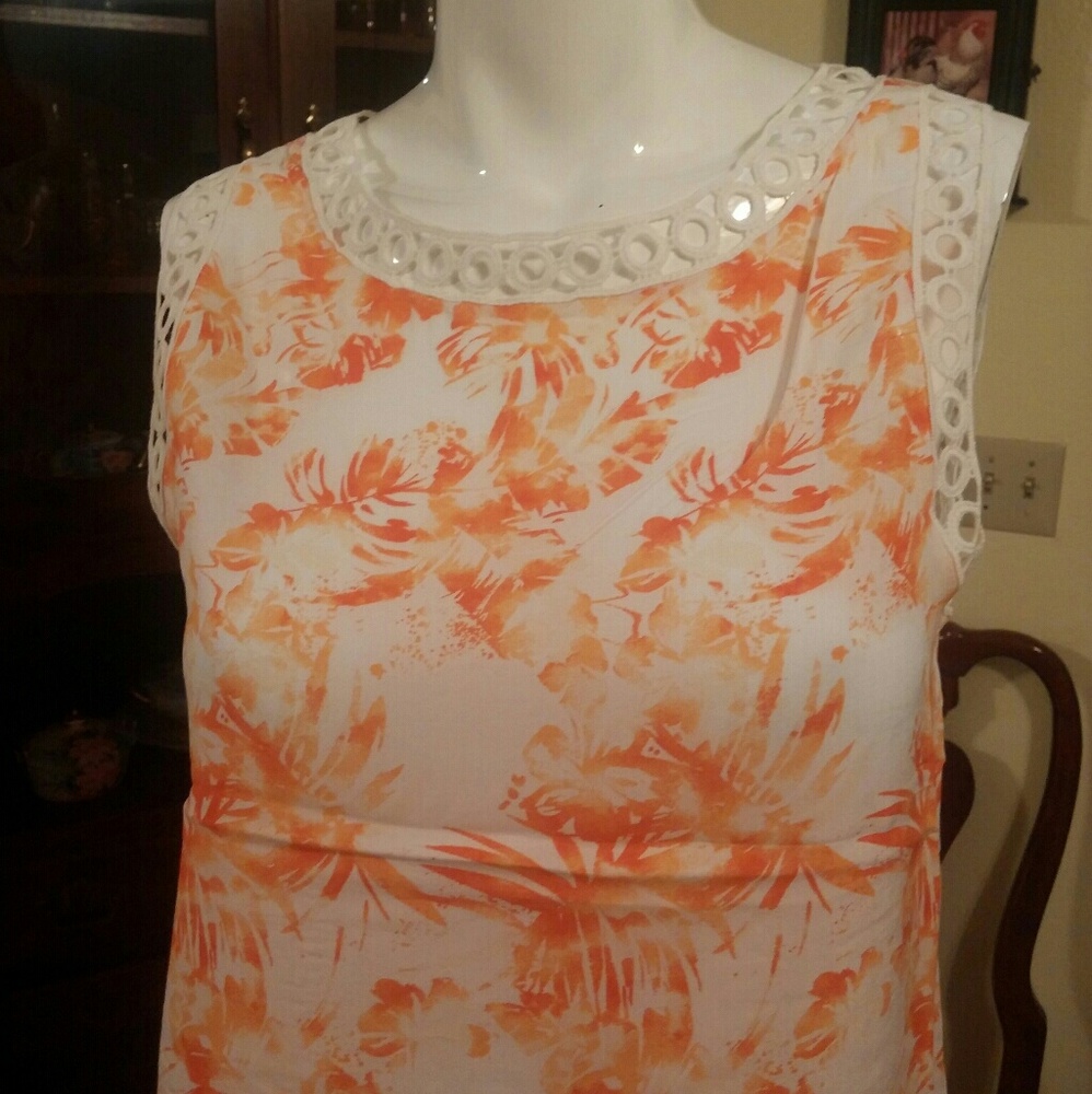 Tropical Splash Crochet Trim Tank