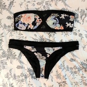 Volcom Floral Mesh Bandeau Bikini Set
