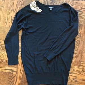 DKNY Light Merino Tunic / Dress w/ Gold Embroidery