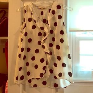 LOFT flowy polka-dot sleeveless blouse.