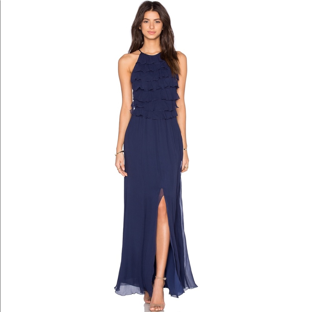 L'AGENCE Adriana Ruffle Maxi Dress - Picture 1 of 7