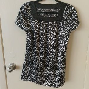 Silky Black and White Polka Dot Blouse