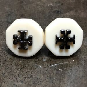 Tory Burch ivory and gunmetal stud