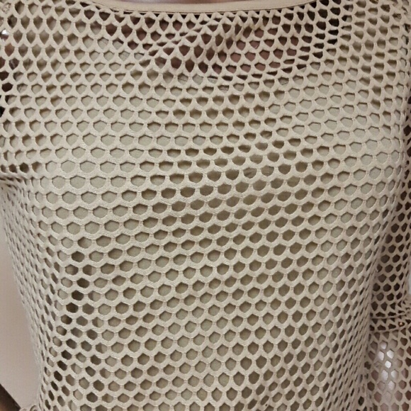 San Paulo Tan Mesh Pullover Blouse Size 4 - Picture 2 of 4