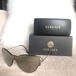 VERSACE: Pale Gold Sunglasses