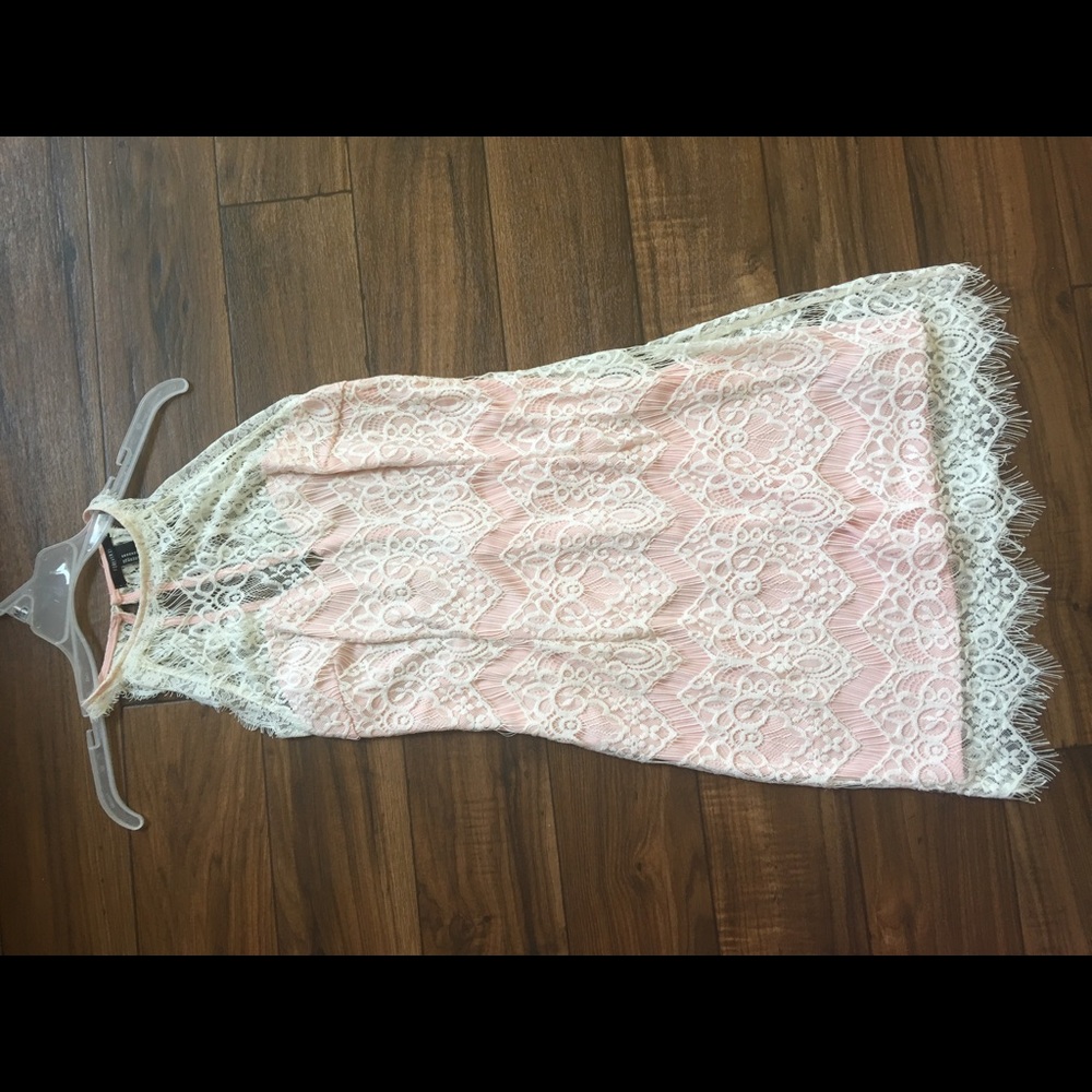 Baby Pink Lace Halter Dress
