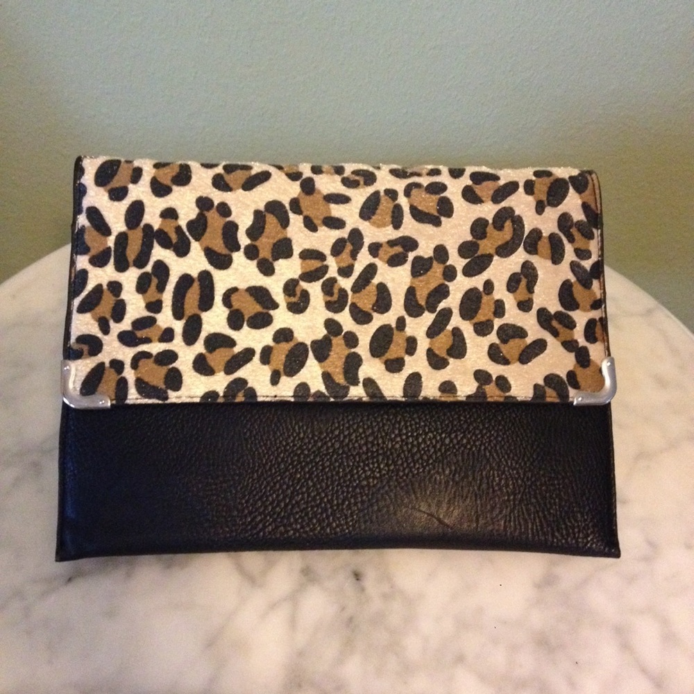 Leopard & Black Clutch