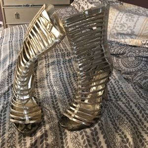 Gold greek goddess styled high heels