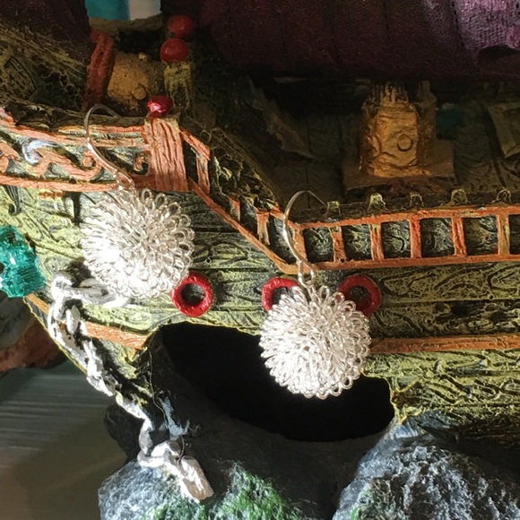 Powder Puff Metal Earrings - Picture 7 of 7