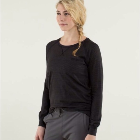 lululemon athletica Tops - Lululemon Weightless Crew black with gold stripes