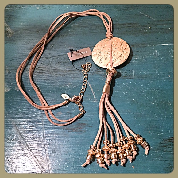 Chico's Jewelry - 🎉HP🎉✨Chico's Long Suede Tassel Disc Necklace✨