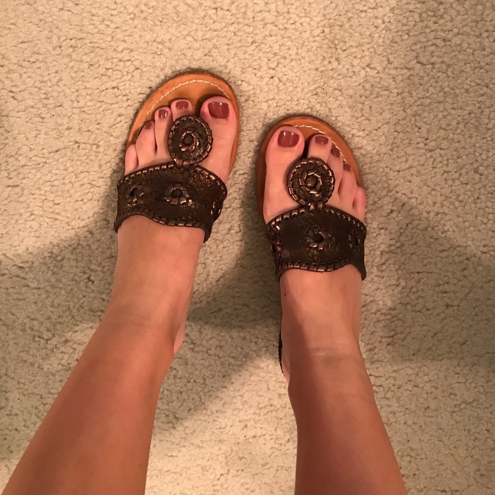 Jack rogers metallic wedge sandals