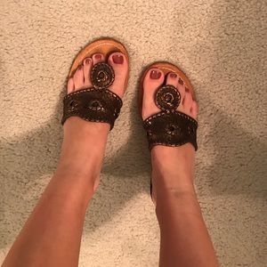 Jack rogers metallic wedge sandals