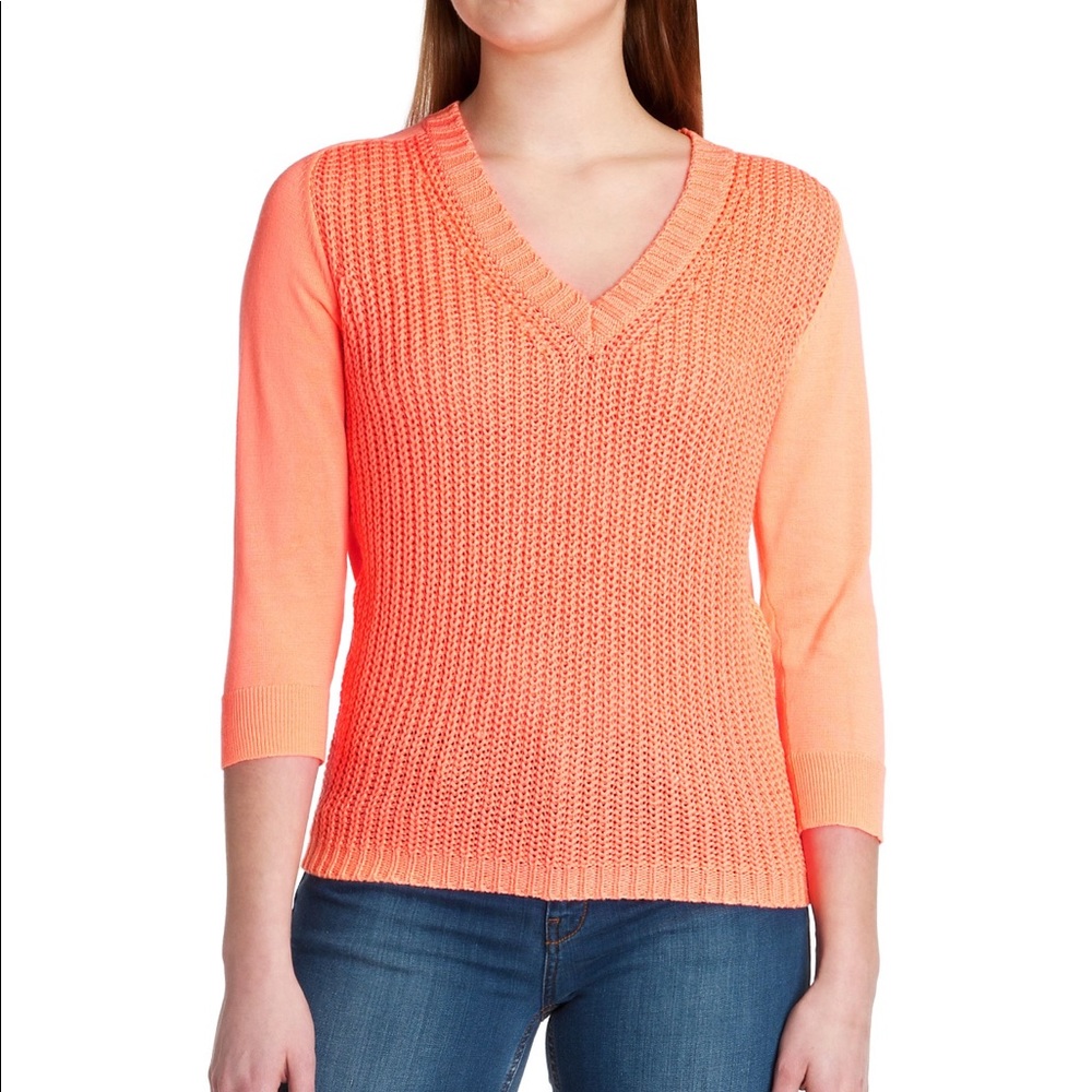 Ted Baker Lills Mix Gauge Knit V-Neck Top Sz 4