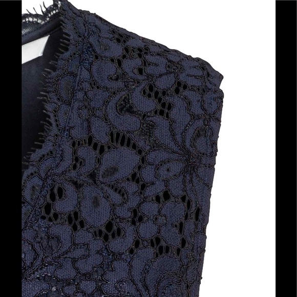 H&M navy lace v neck cocktail dress a line skirt - Picture 3 of 5