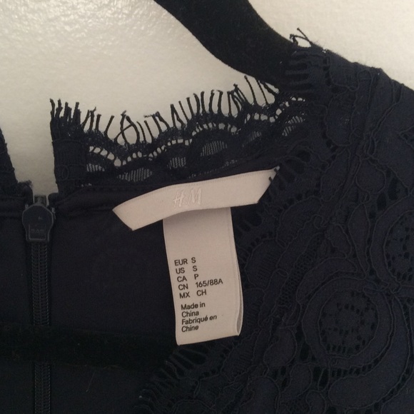 H&M navy lace v neck cocktail dress a line skirt - Picture 4 of 5