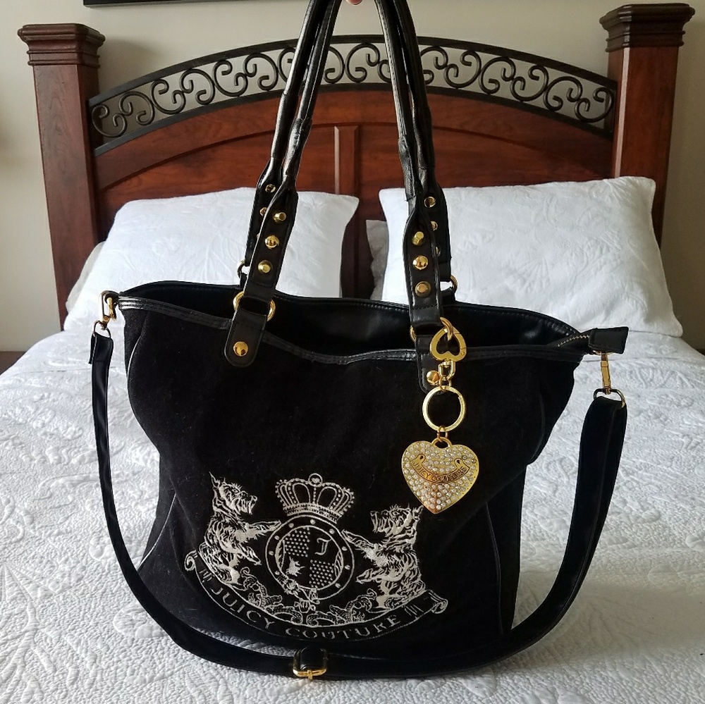 !Juicy couture velour black velvet bag/ cross body