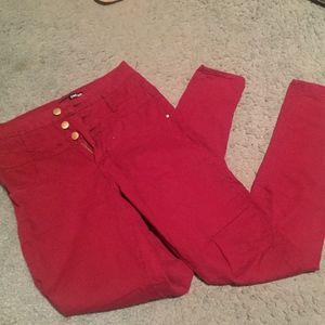 Charlotte Russe Size 4 High-Waisted Red Jeans
