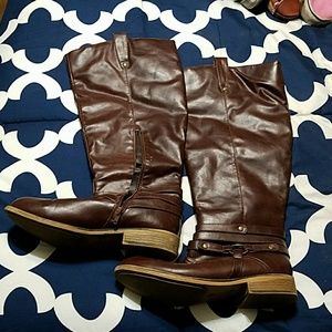 Women's Tall Shaft Brown Riding Boots