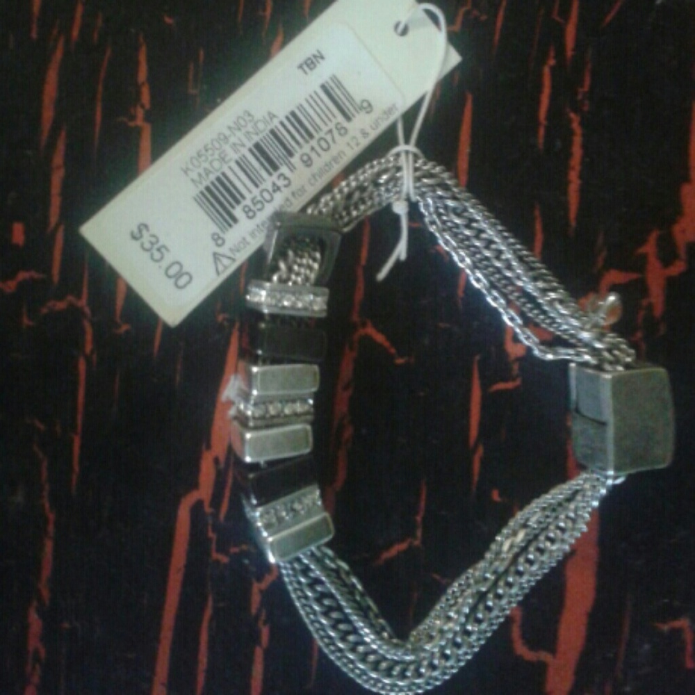 Kenneth Cole silver black slide bracelet