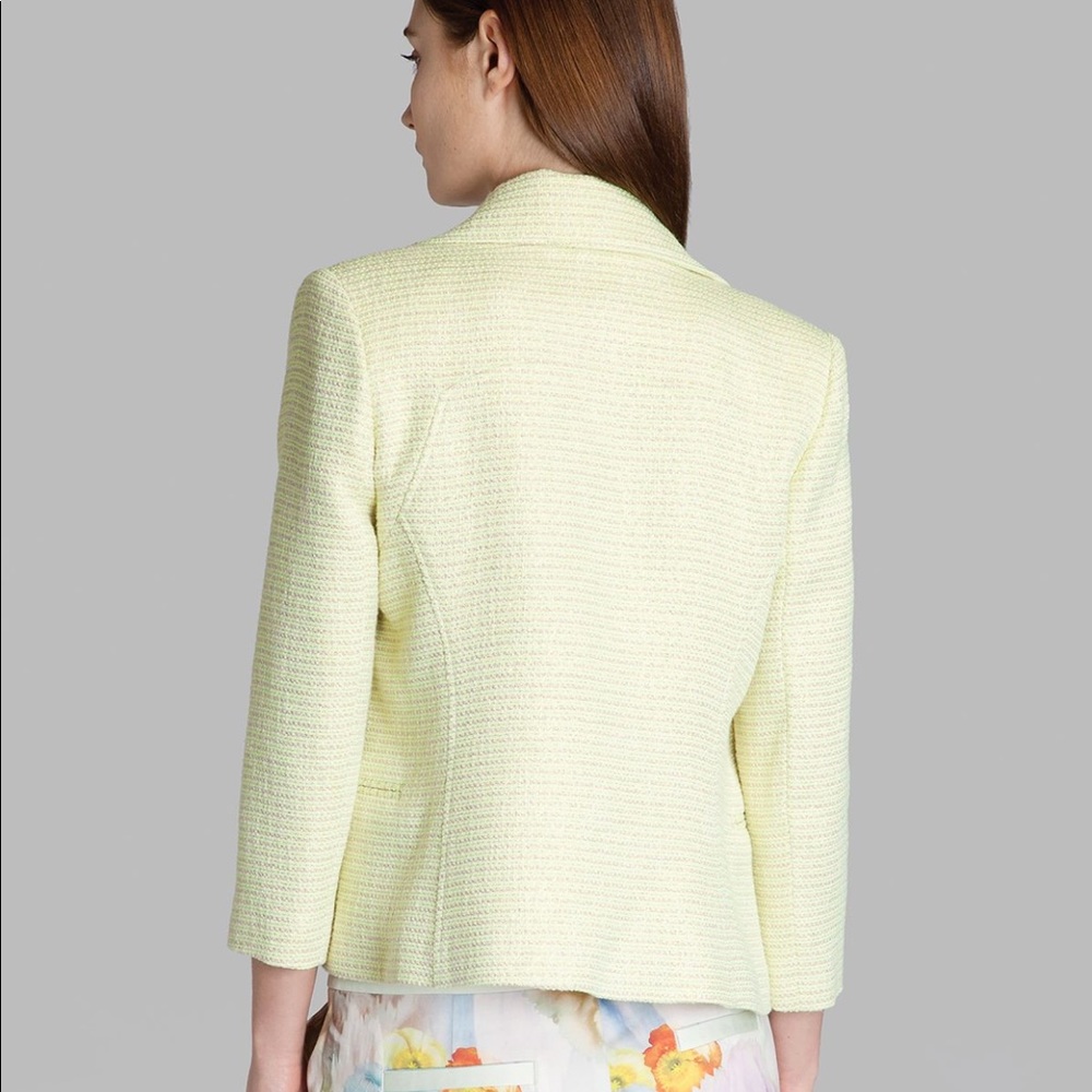Ted Baker Yellow Cropped Boucle Biker Jacket Sz 2 - Picture 5 of 8