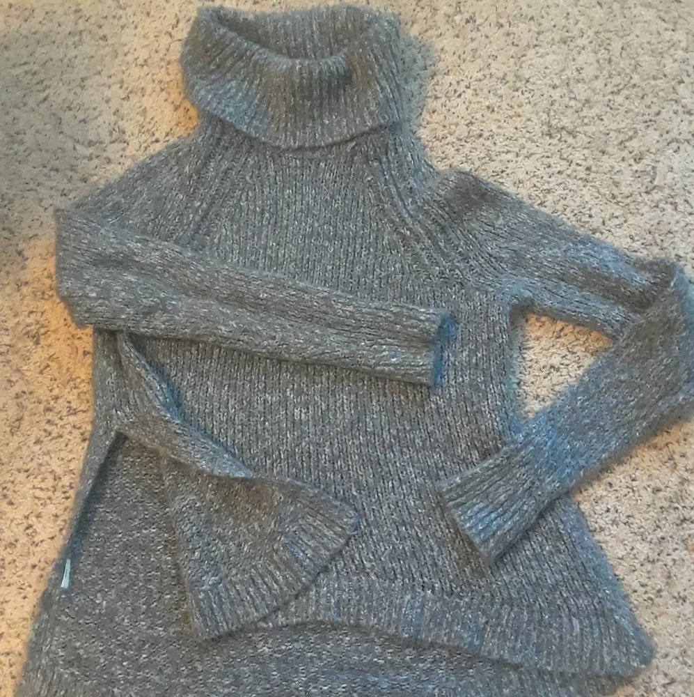High-low open side cowl neck sweater