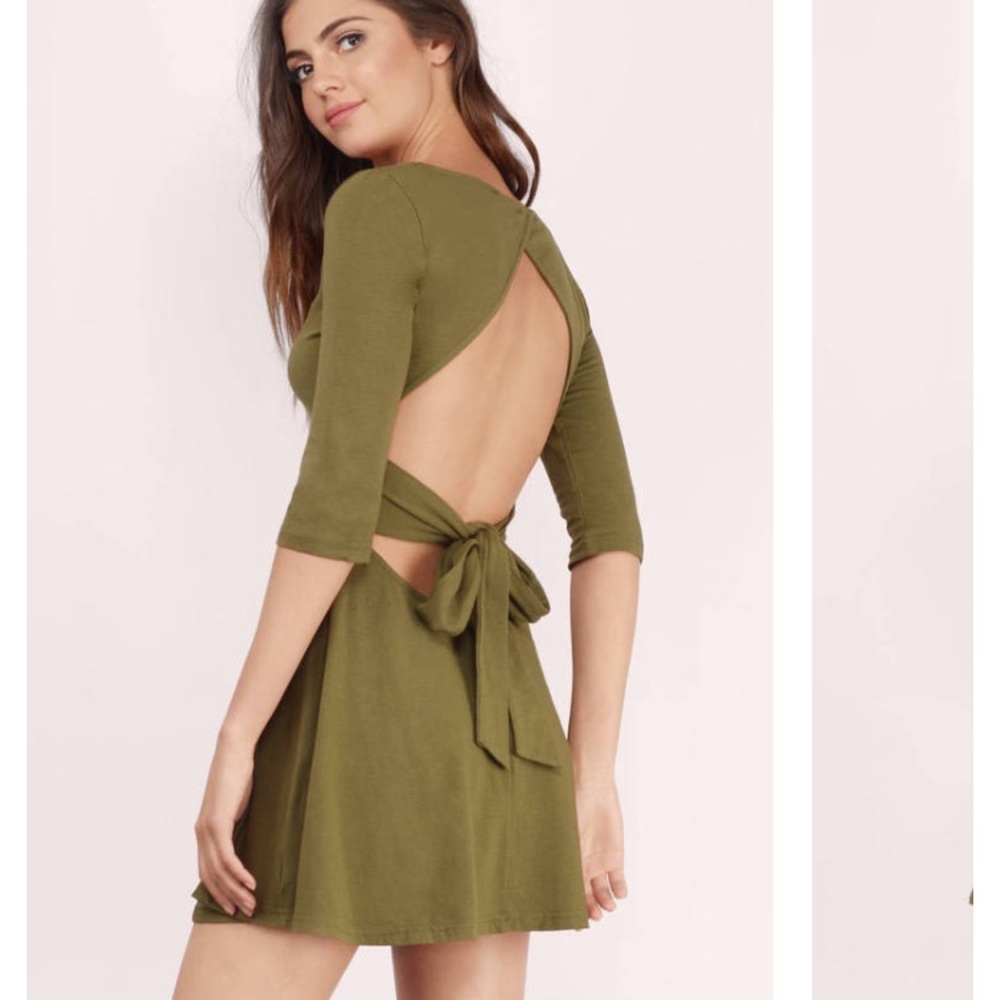 NWT Tobi Olive Skater Open Back Skater Dress