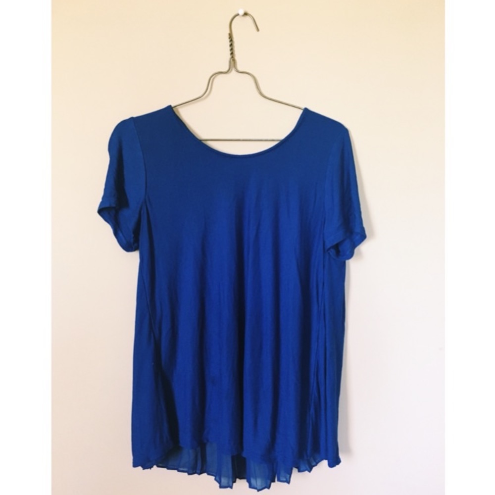 EXPRESS Blue Tee with Sheer Back