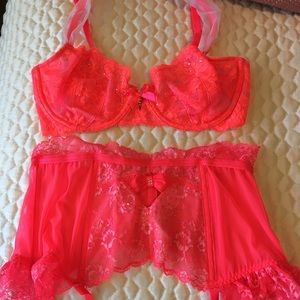 Victoria's Secret Bra and garter belt together