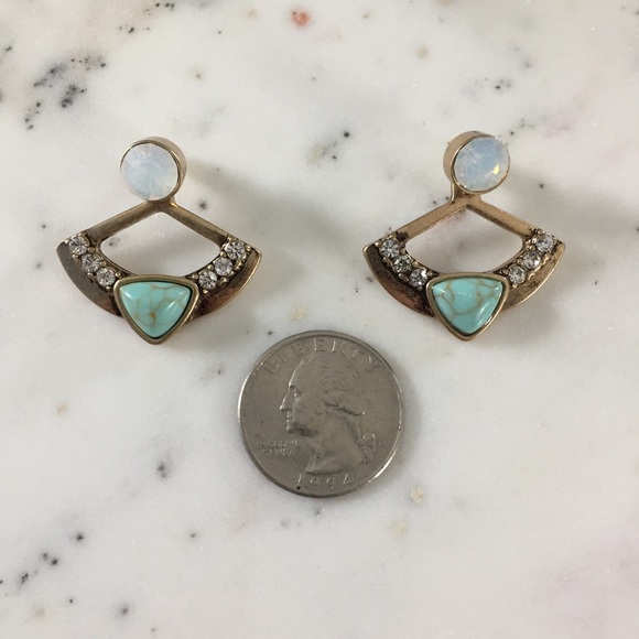 "Cleopatra" Earrings || Turquoise & Gold Statement - Picture 5 of 11