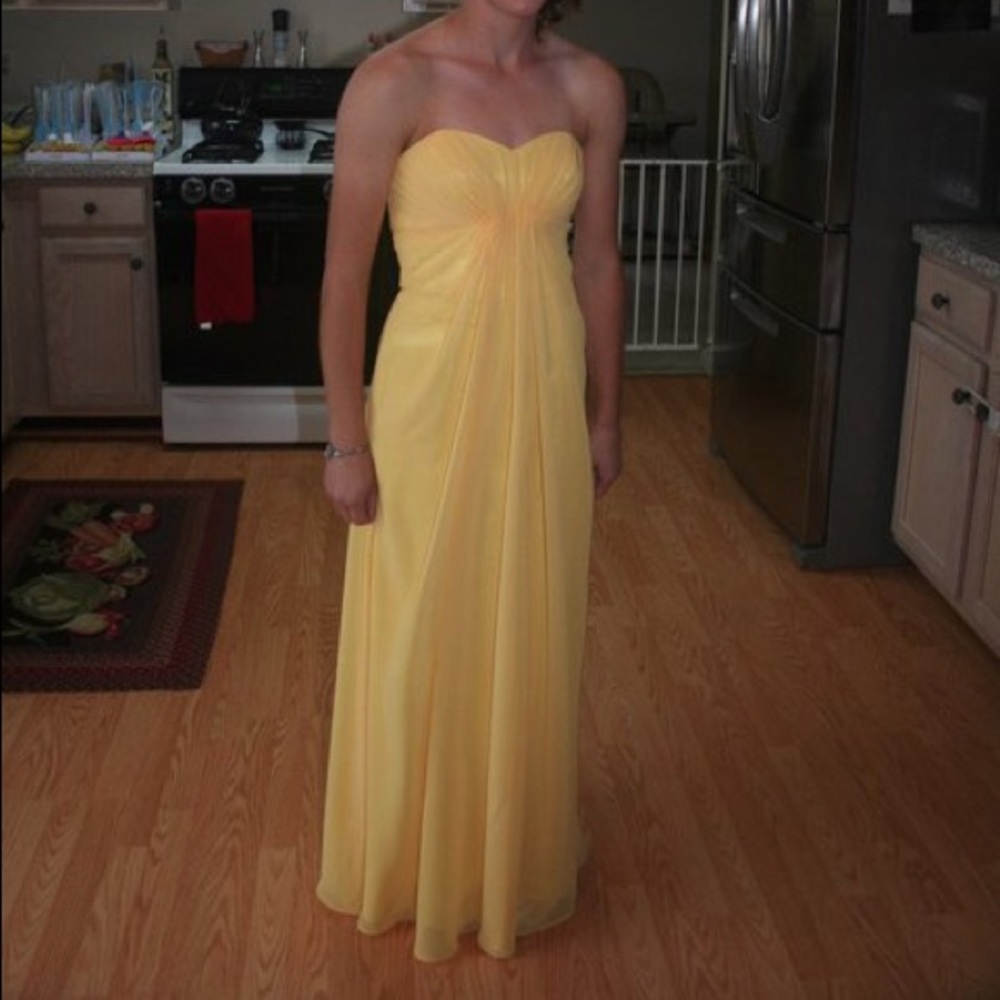 Sparkle brand Yellow strapless prom dress