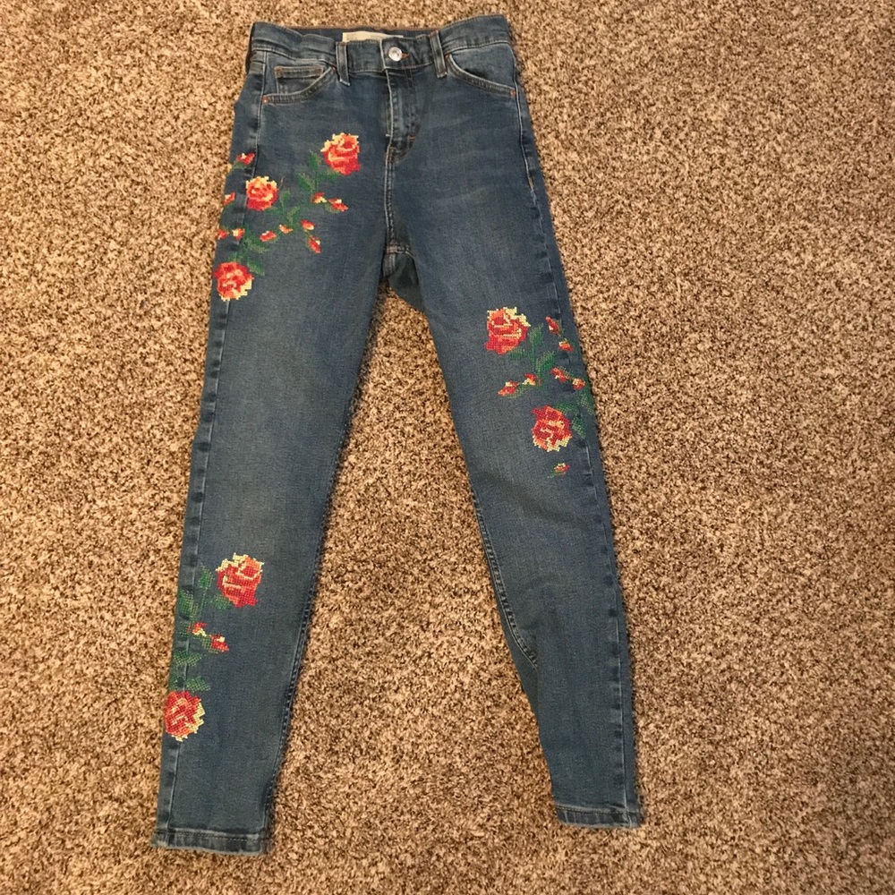 like new topshop embroidered jeans