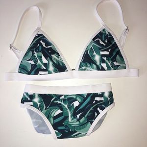 Leaf Print Zaful Bikini Cute
