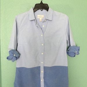 J.crew Boy Shirt Colorblock Oxford Chambray