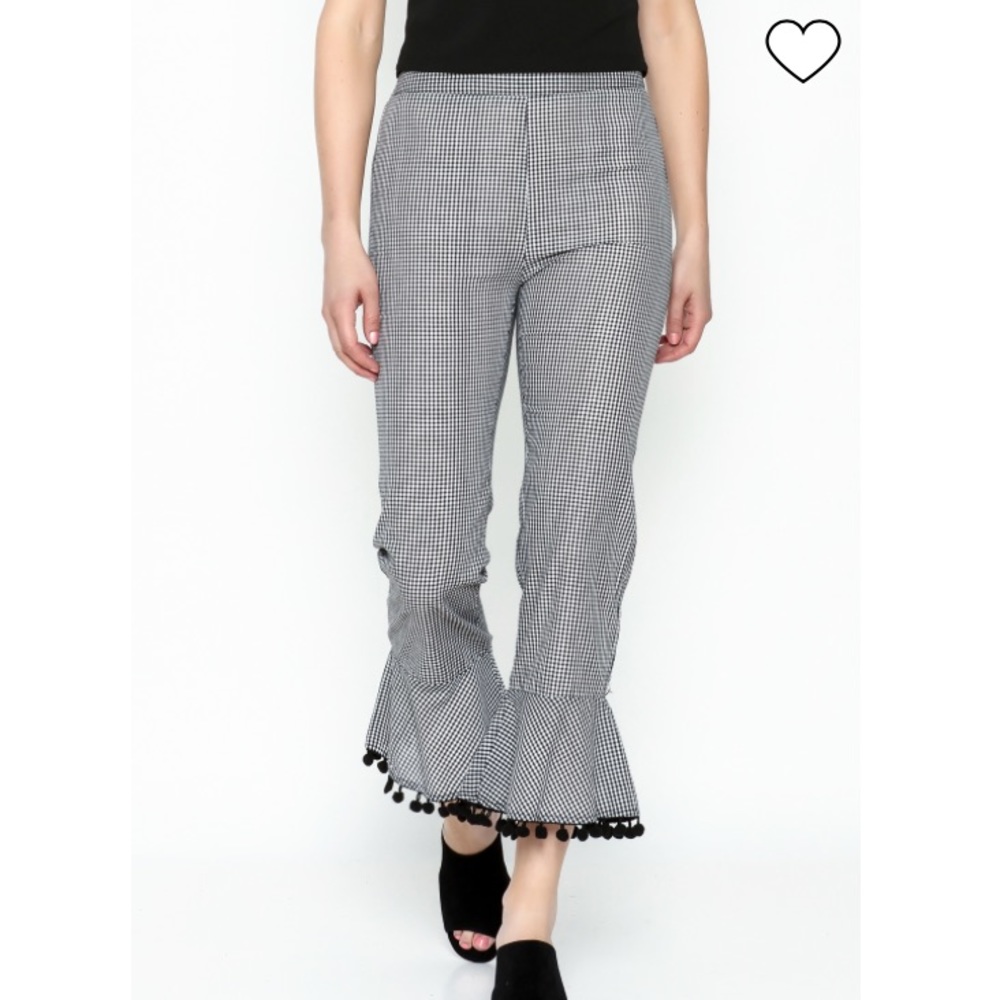 Flared pom pom pants! Black and white!