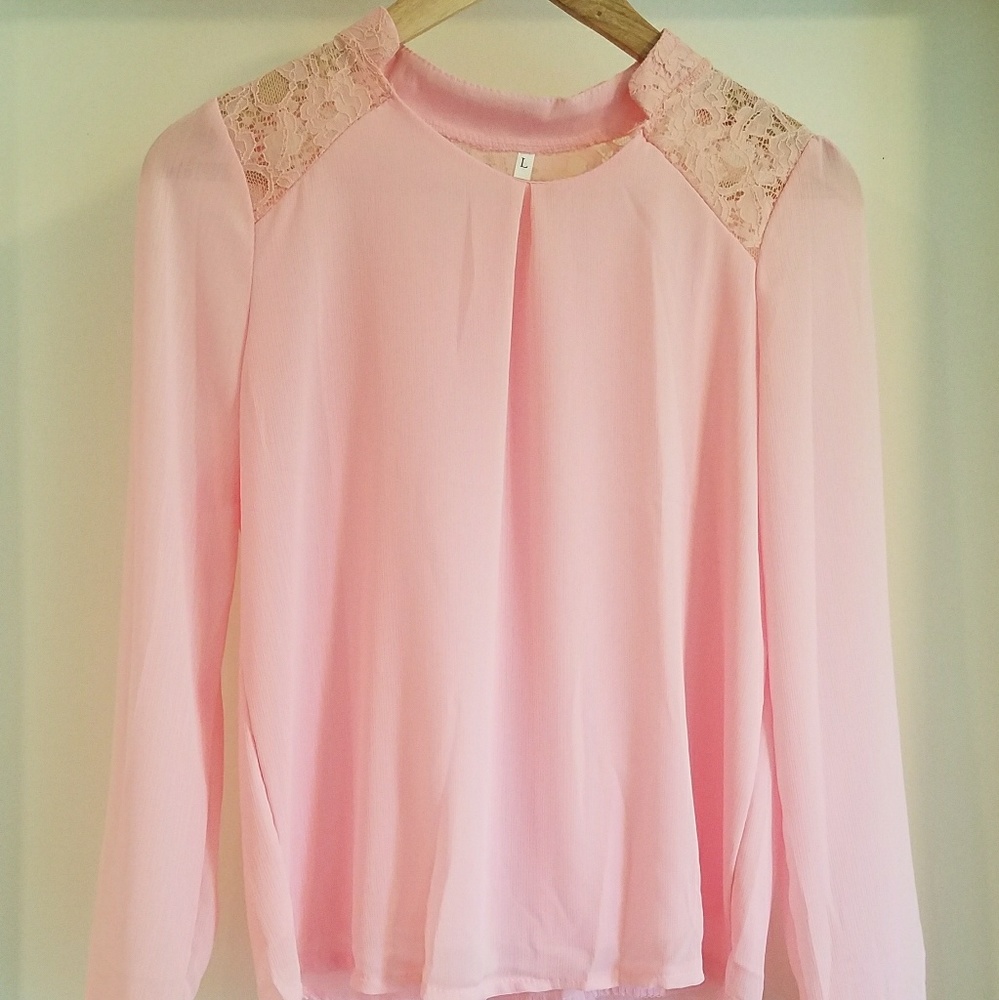 Pink long sleeve blouse