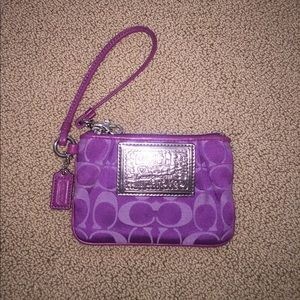 Purple Coach Poppy Wristlet